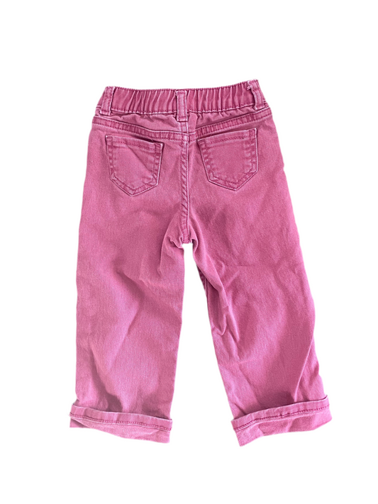 Wonder Nation | Rolled Cuff Wide Leg Pink Jeans | 2t