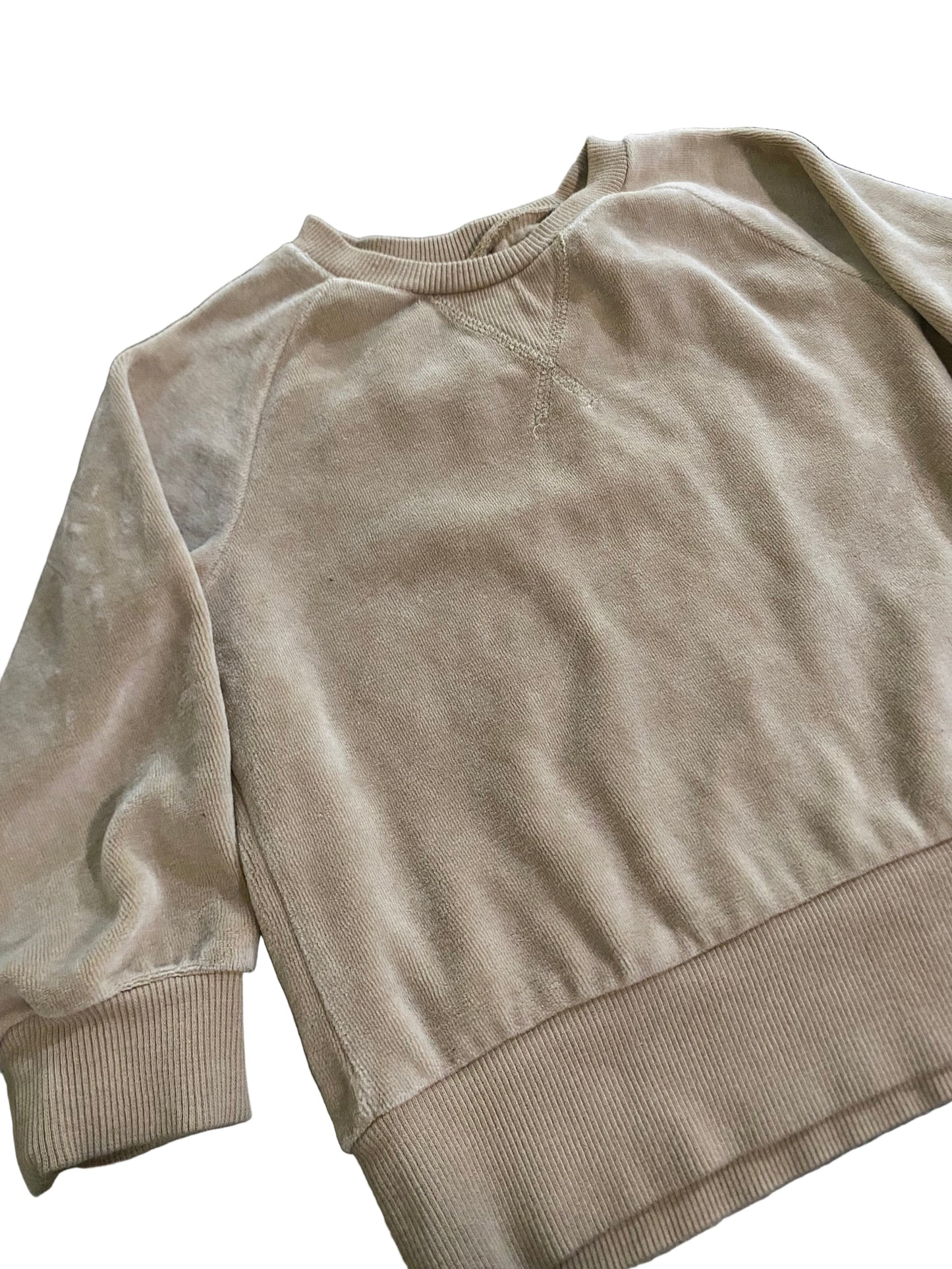 Honest | Tan Velour Crew Neck | 3T