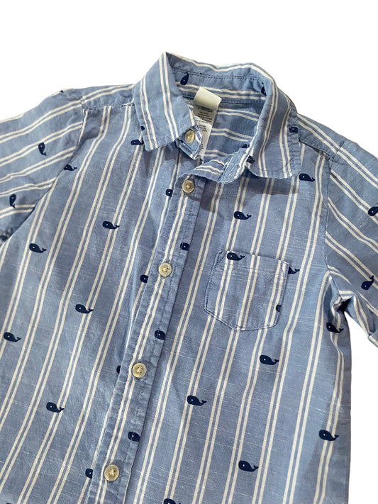 Little Me | Whale Chambray Button up | 18-24 months