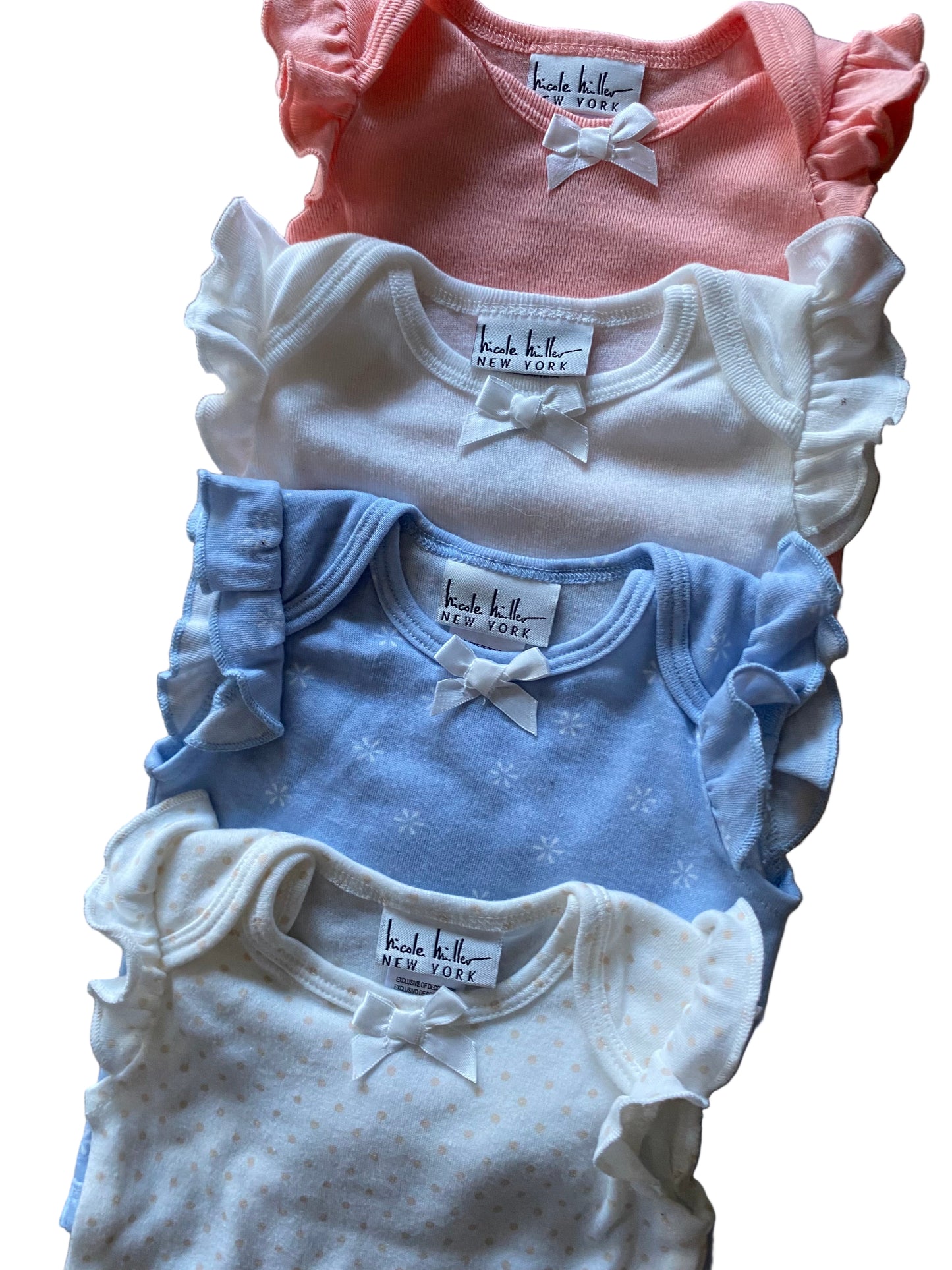 Nicole Miller | 4 Piece Onesie Set Flutter Sleeve | 0-3