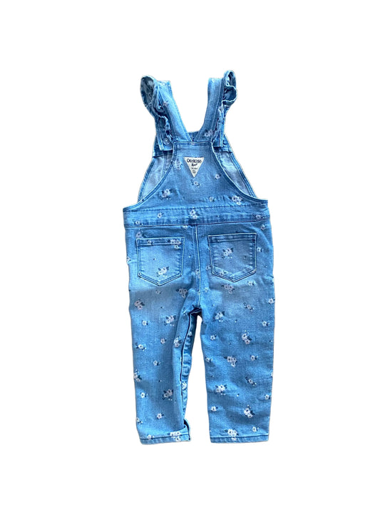OshKosh | Floral Denim Overalls | 24 months