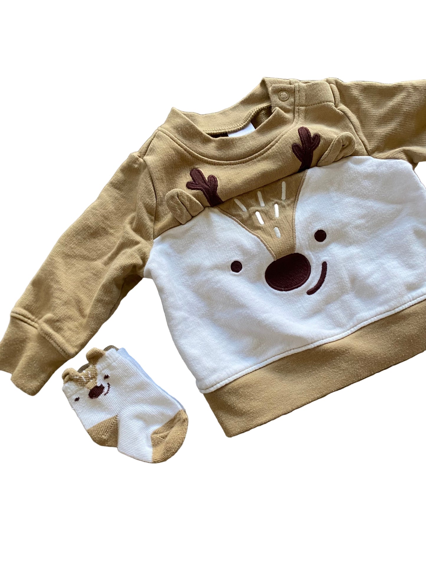Carter’s | Reindeer Sweatshirt with Socks | 0-3 Months