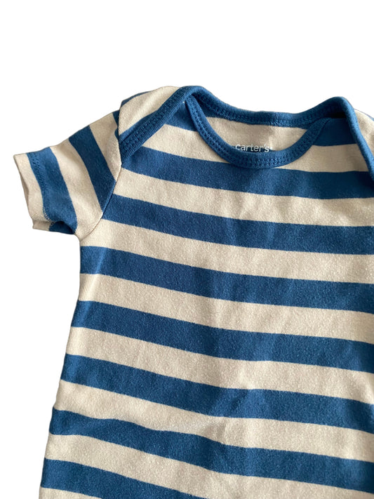 Carter’s | Blue and Beige Striped Onesie | 12-18 months