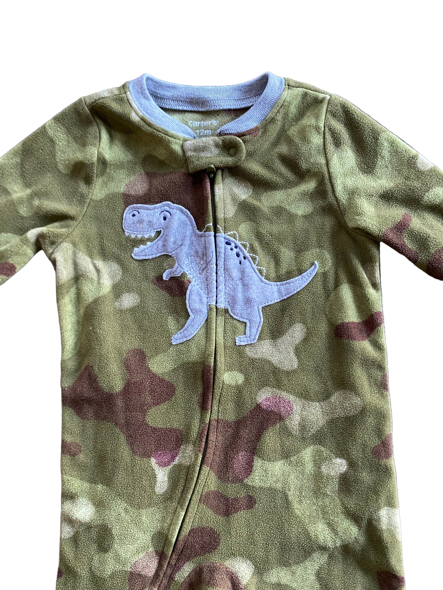 Carter’s | Fleece Footie Dino Camo | 9-12 months