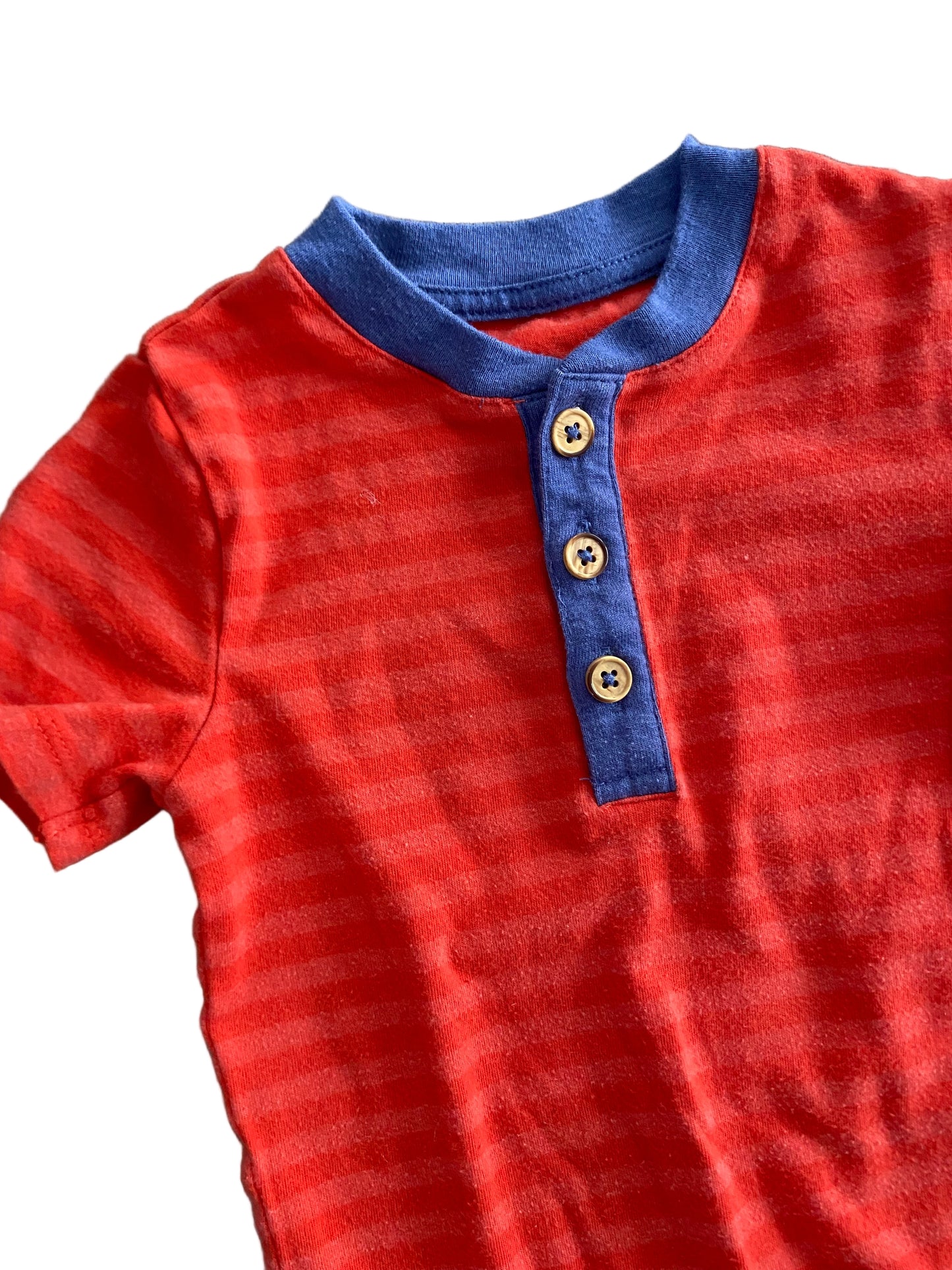 Cat and Jack | Red Striped Henley Onesie | 12-18 months