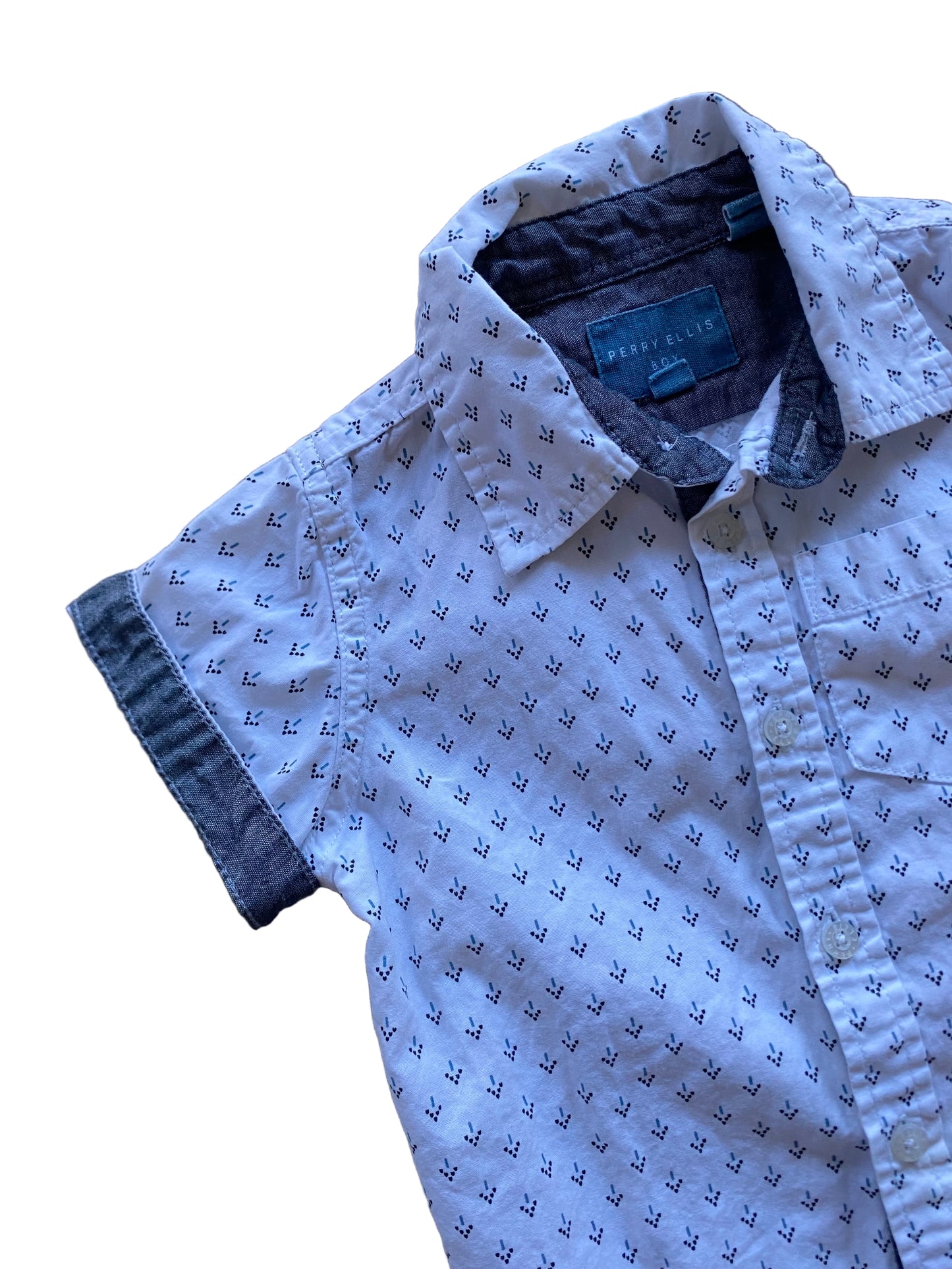 Perry Ellis | Short Sleeve Button Up with Chambray | 18 months