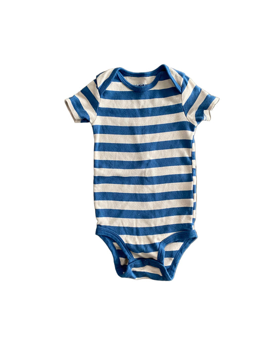 Carter’s | Blue and Beige Striped Onesie | 12-18 months