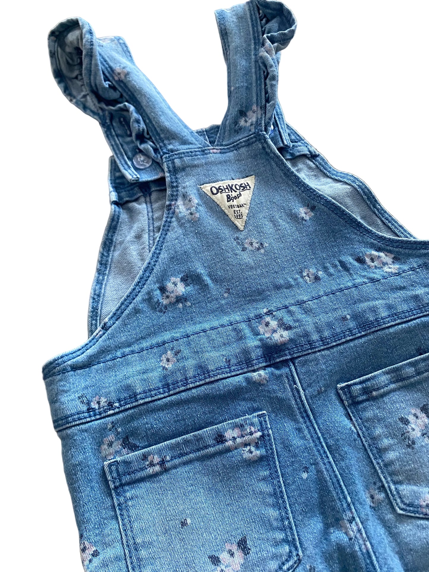 OshKosh | Floral Denim Overalls | 24 months
