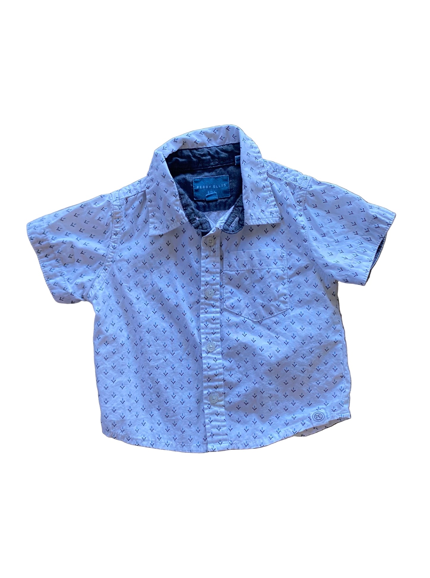 Perry Ellis | Short Sleeve Button Up with Chambray | 18 months