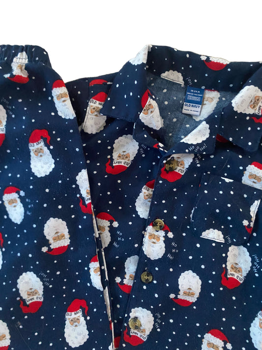 Old Navy | Button Down Santa Pajamas | 18-24 months