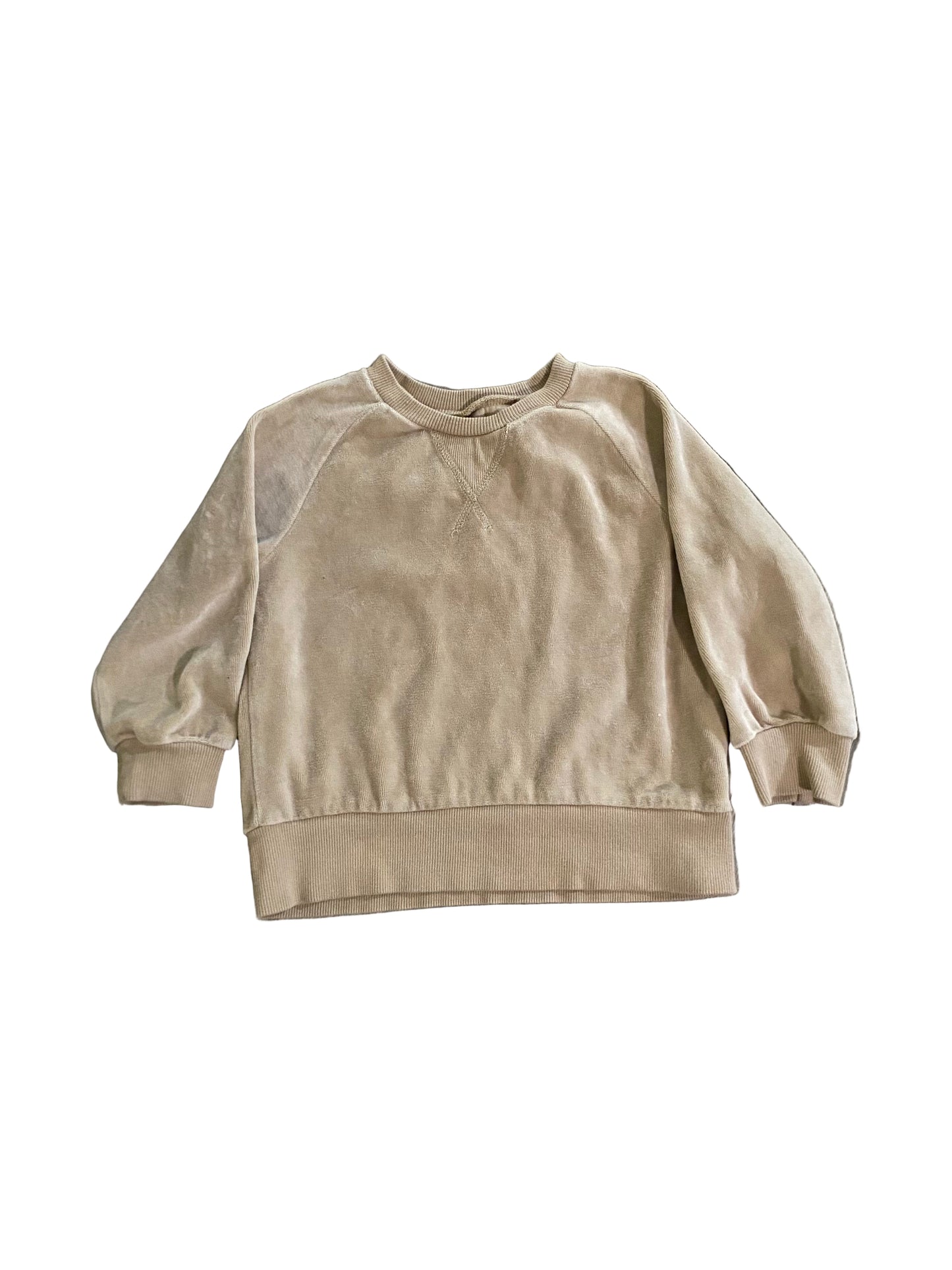 Honest | Tan Velour Crew Neck | 3T