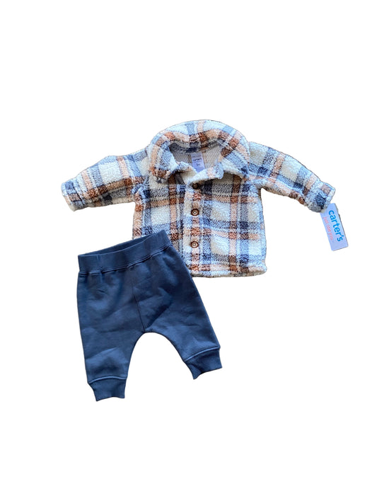 Carter’s | Plaid Sherpa with Pants | 0-3 months