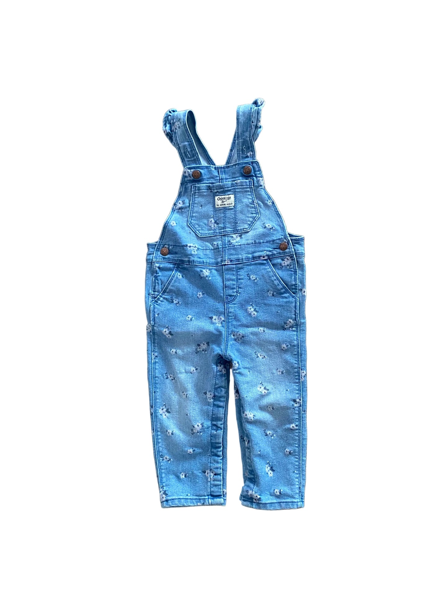 OshKosh | Floral Denim Overalls | 24 months