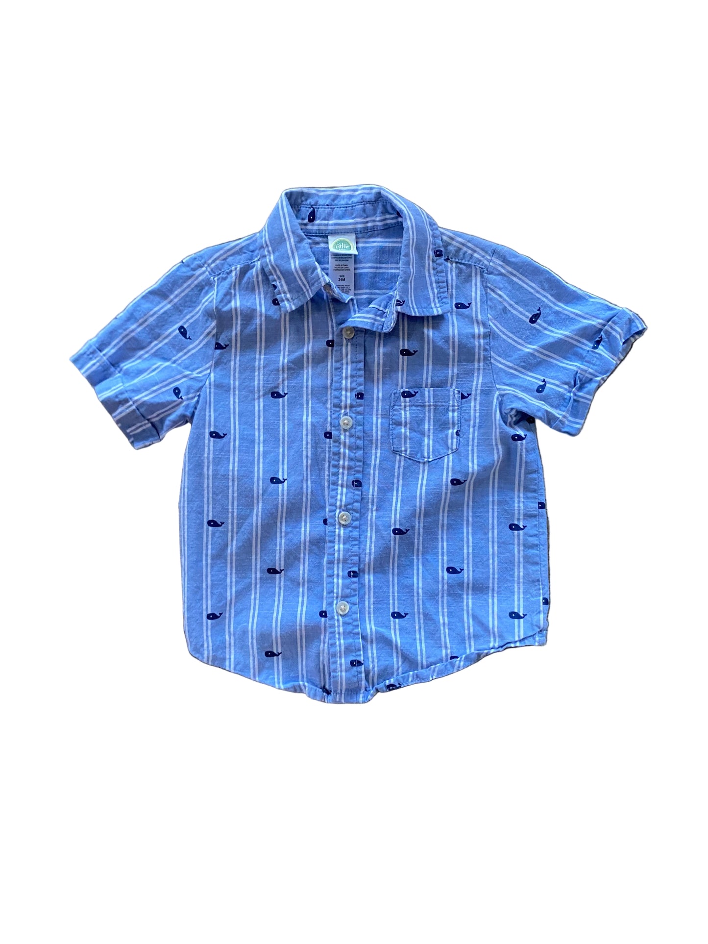 Little Me | Whale Chambray Button up | 18-24 months
