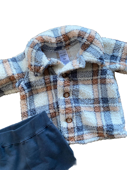 Carter’s | Plaid Sherpa with Pants | 0-3 months