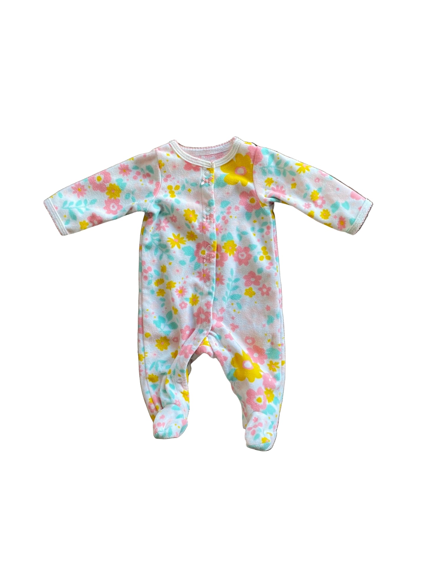 Carter’s | Floral Fleece Button Footed Pajamas | NB