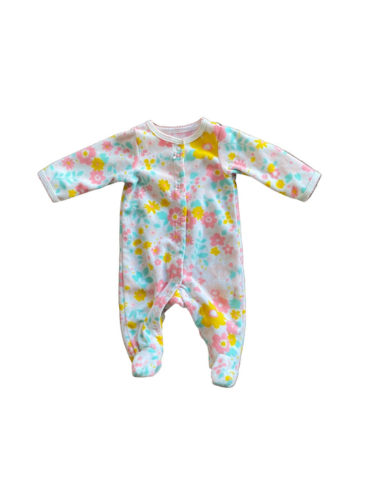 Carter’s | Floral Fleece Button Footed Pajamas | NB