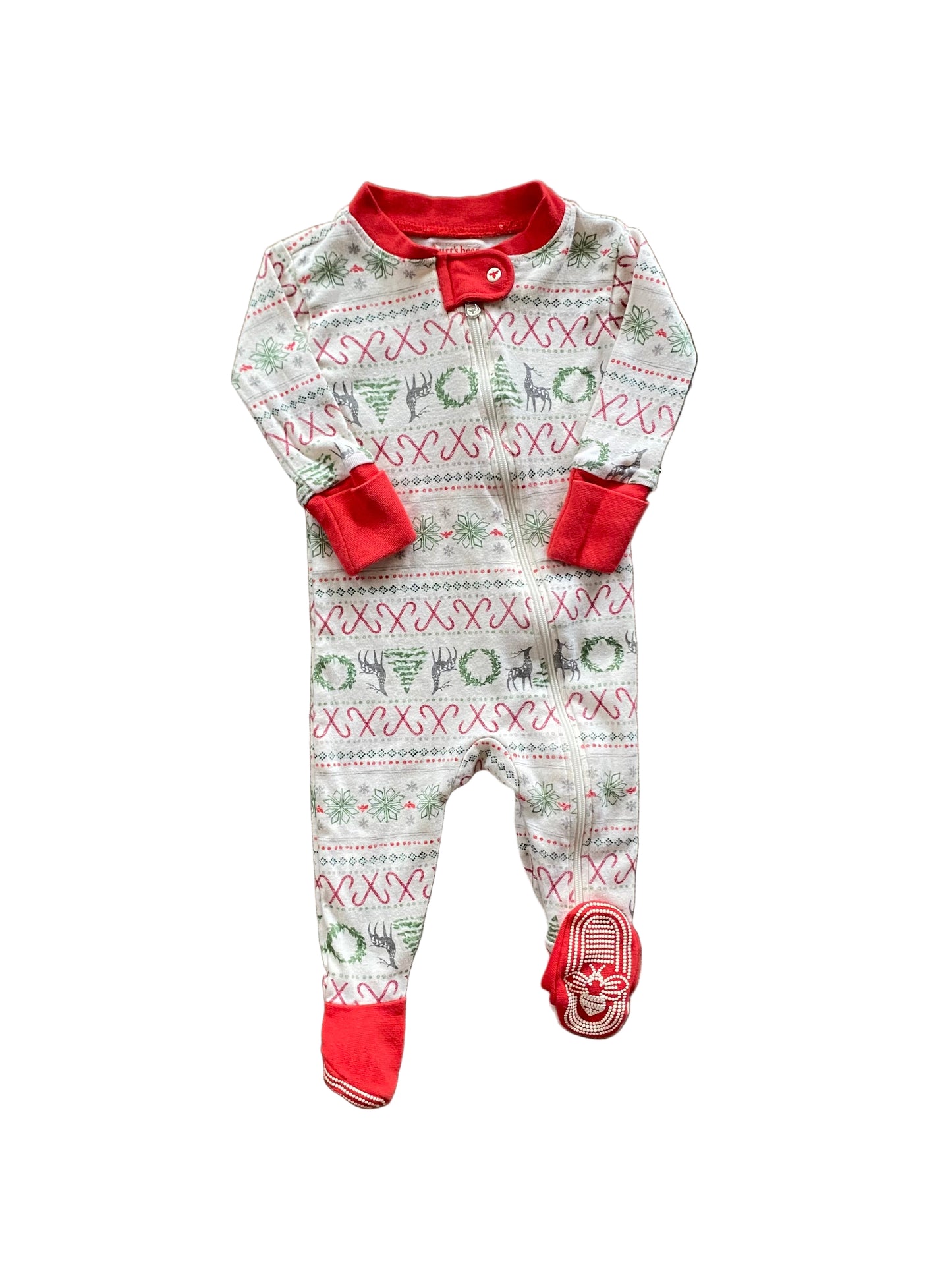 Burt’s Bees | Candy Cane Holiday Footies | 0-3 months