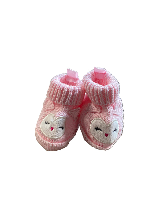 Carter’s | Pink Knit Owl Booties | NB