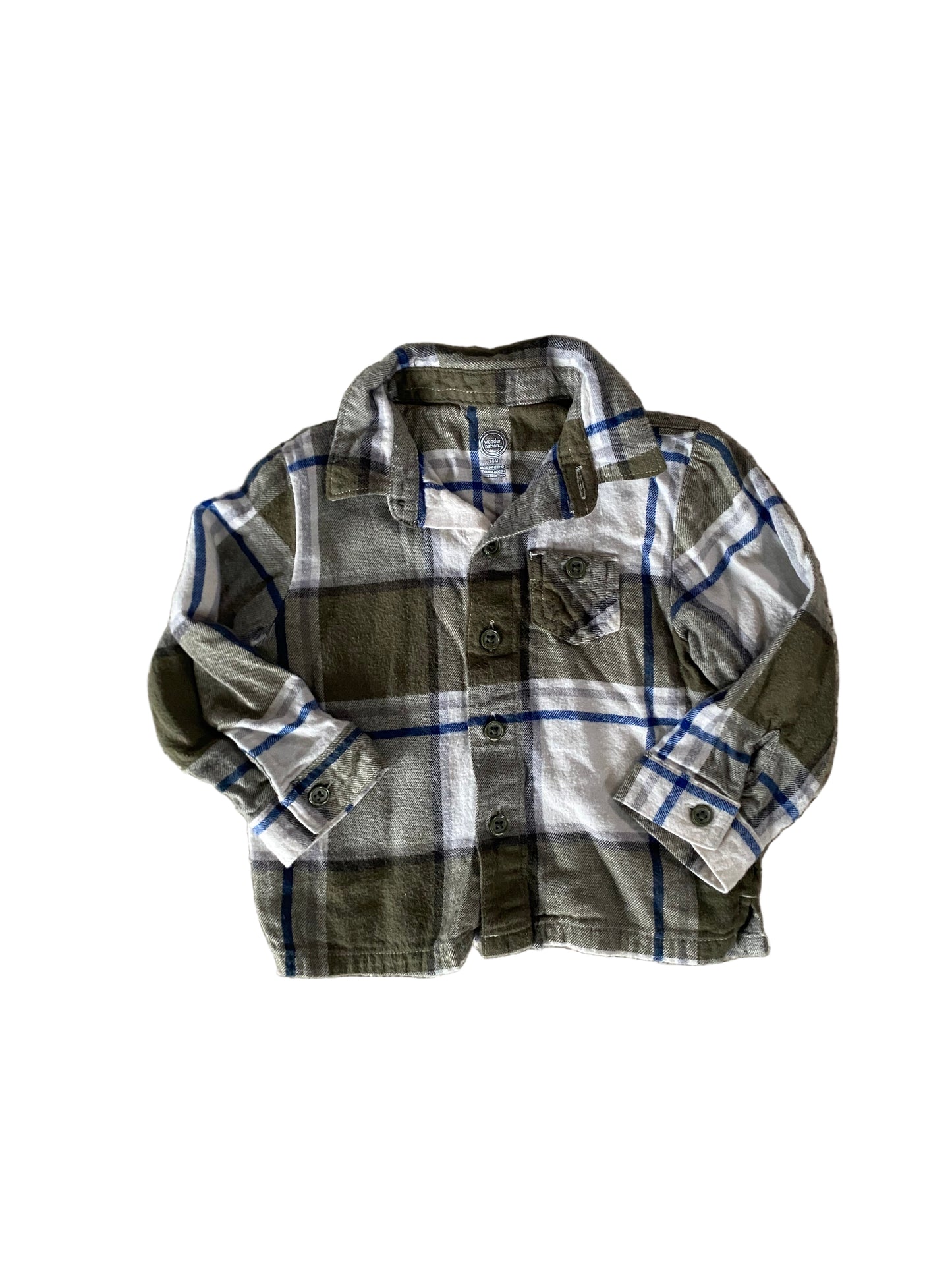 Wonder Nation | Green Flannel Button Down | 18 months