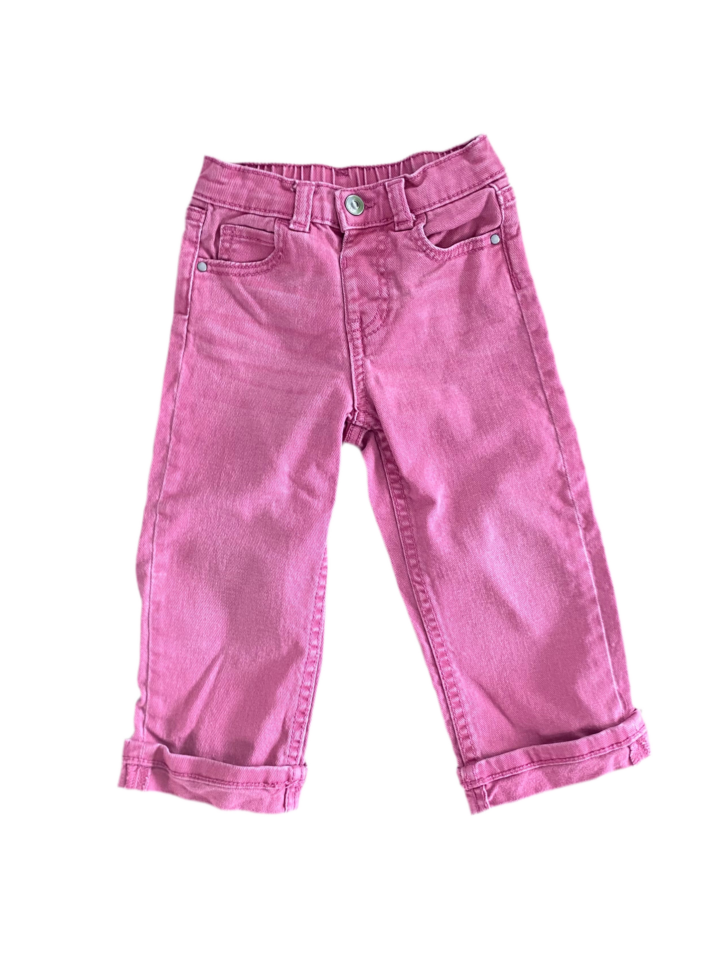 Wonder Nation | Rolled Cuff Wide Leg Pink Jeans | 2t