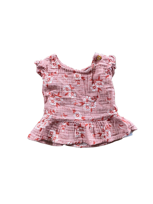 Cat and Jack | Floral Muslin Cotton Pleplum Top | 0-3