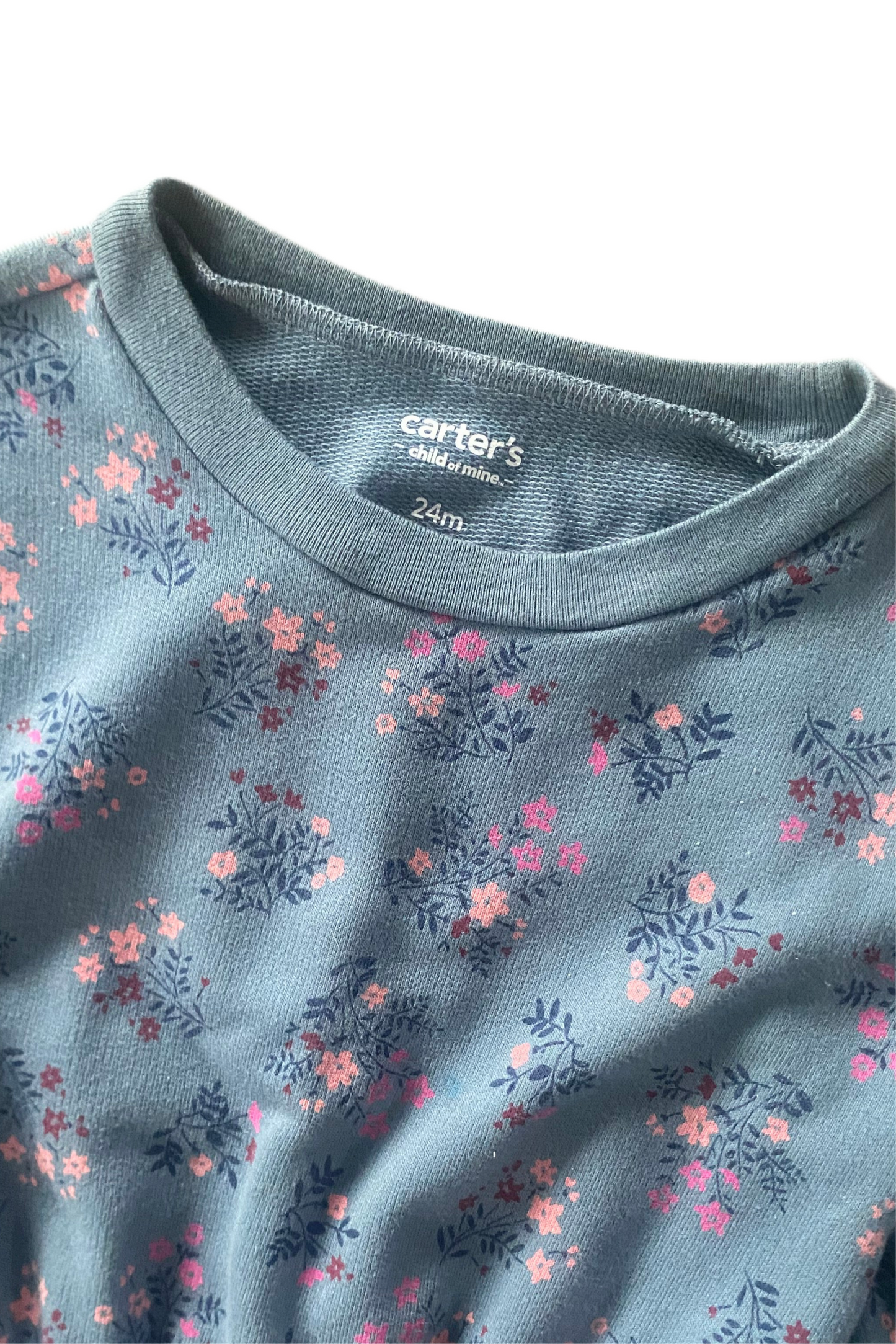 Carter’s | Sweatsuit Romper Blue Floral | 18-24 Months