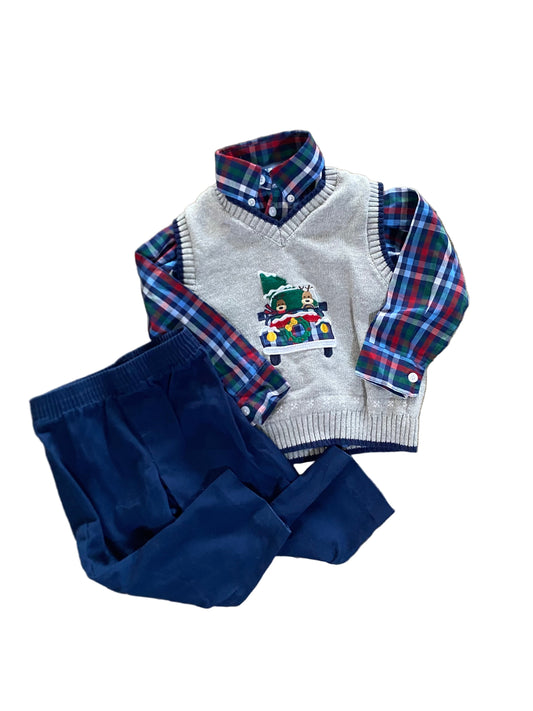 Izod | Sweater Vest Button Down Holiday Set | 2T