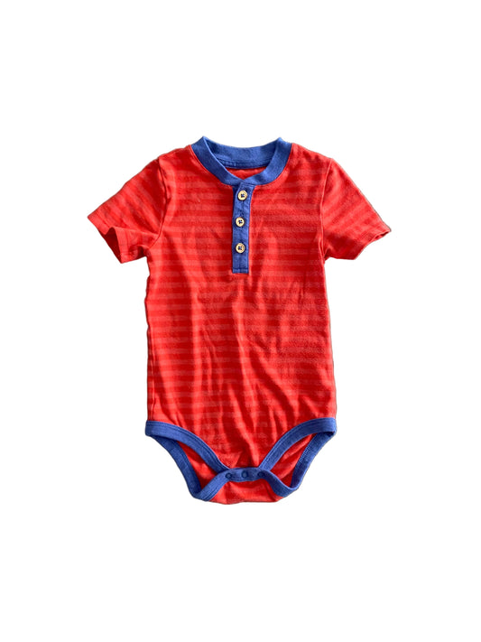 Cat and Jack | Red Striped Henley Onesie | 12-18 months