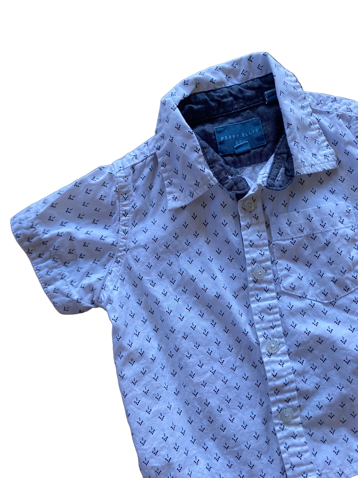 Perry Ellis | Short Sleeve Button Up with Chambray | 18 months