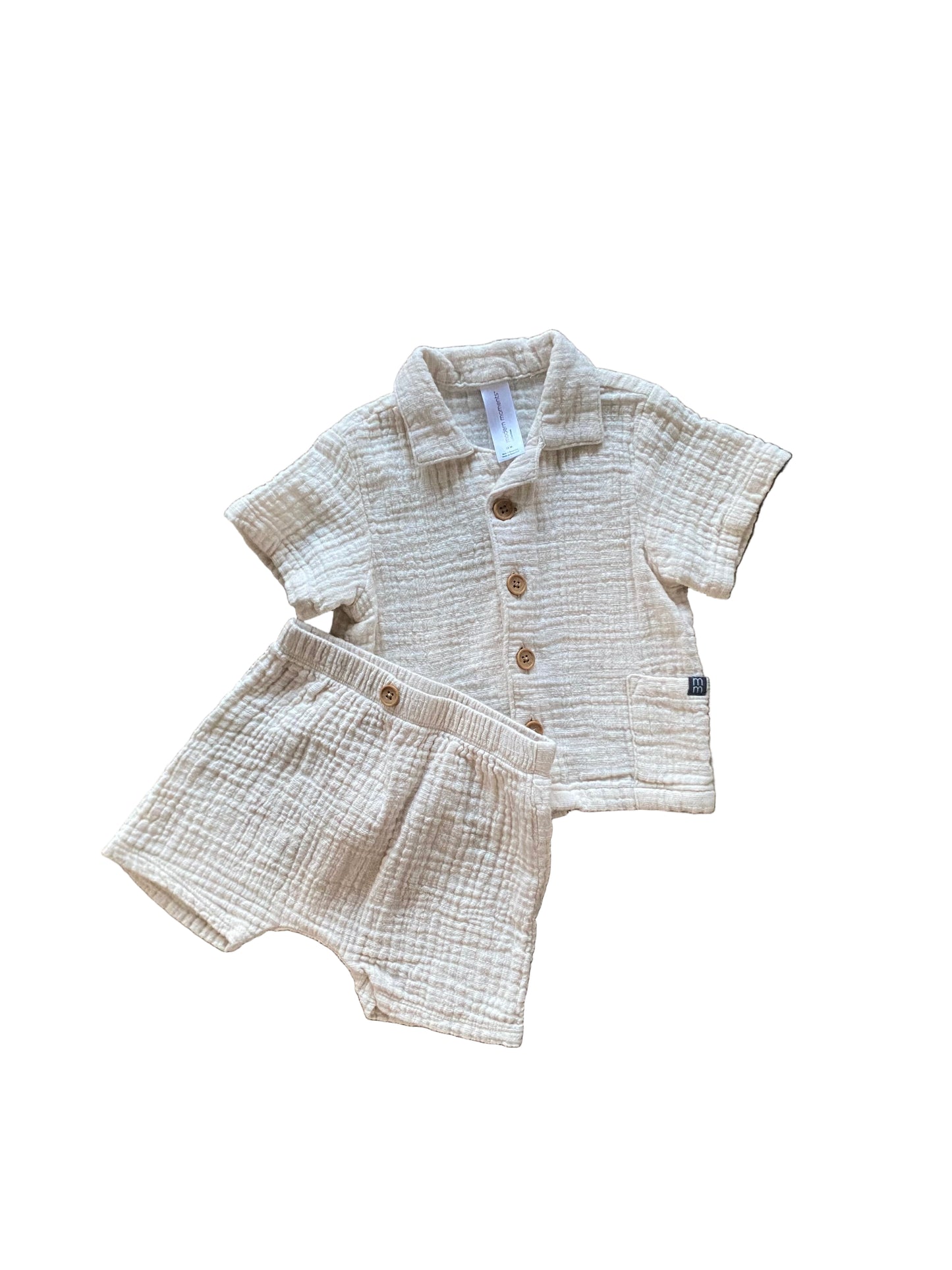 Modern Moments I Ivory Muslin Cotton Summer Set | 18 months