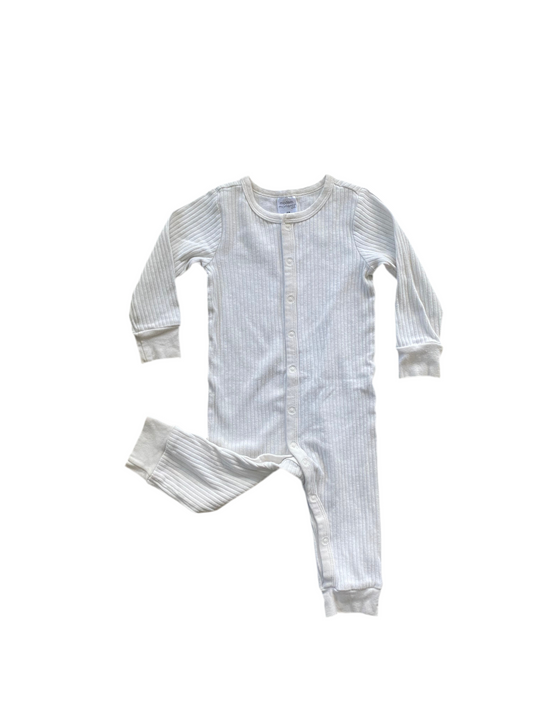 Modern Moments | Ivory White Button Romper | 9-12 Months