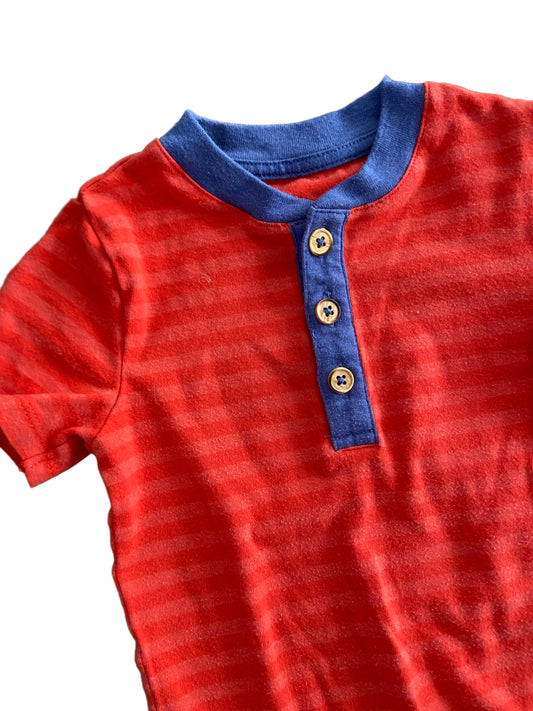 Cat and Jack | Red Striped Henley Onesie | 12-18 months
