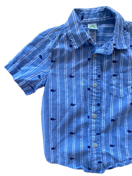 Little Me | Whale Chambray Button up | 18-24 months